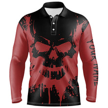 Load image into Gallery viewer, Black and red skull golf shirts custom Mens golf polo shirt, gifts for golf lovers NQS6543