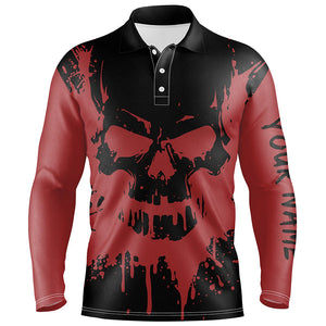 Black and red skull golf shirts custom Mens golf polo shirt, gifts for golf lovers NQS6543