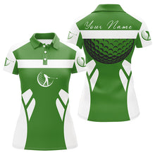 Load image into Gallery viewer, Green and white Womens golf polo shirt custom name cool golf gifts for ladies NQS7254