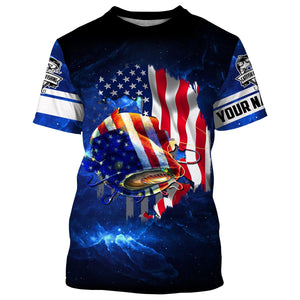 Catfish Fishing 3D American Flag patriotic Customize name All over print shirts - personalized fishing gift for men and women and Kid - NQS436
