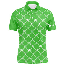 Load image into Gallery viewer, Mens golf polo shirt swing swear drink repeat golf skull custom name golf wear for mens | Green NQS4885