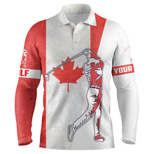 Load image into Gallery viewer, Canadian flag Mens golf polos shirts custom name patriot golf gifts, golf shirts for men NQS5204