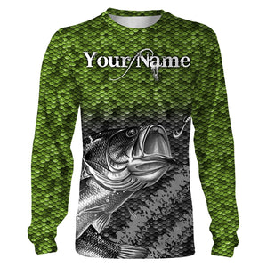 Largemouth Bass fishing Green Scale 3D All Over print shirts personalized fishing apparel for Adult and kid NQS558