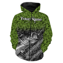 Load image into Gallery viewer, Largemouth Bass fishing Green Scale 3D All Over print shirts personalized fishing apparel for Adult and kid NQS558