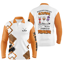 Load image into Gallery viewer, Personalized leopard Halloween mens golf polo shirts weekend forecast golfing with chance of drinking NQS6346