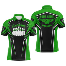 Load image into Gallery viewer, Bowling shirts for men custom name and team name King Pins bowling jerseys, Bowling team shirts | Green NQS4522