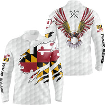 Load image into Gallery viewer, Personalized Maryland flag patriot Eagle golf white mens golf polo shirts custom golf gifts for men NQS7278