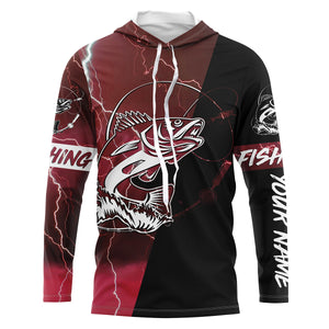 Walleye Fishing tattoo red lightning camo black Custom name sun-protective clothing fishing shirts NQS3303