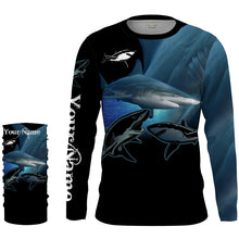 Load image into Gallery viewer, Blacktip shark Fishing Customize Name long sleeves fishing shirts, Personalized Fishing Gift NQS2092