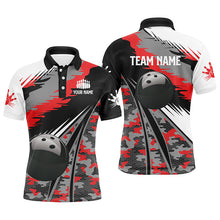 Load image into Gallery viewer, Mens polo bowling shirts Custom black ball red camo Bowling Team Jersey, gift for Bowlers NQS6571