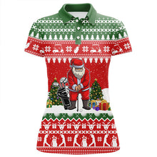 Load image into Gallery viewer, Funny ugly Christmas Womens golf polo shirts, Santa golfer christmas golf tops for ladies Xmas gifts NQS6834