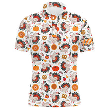 Load image into Gallery viewer, Turkey Thanksgiving pattern Mens golf polo shirts custom Thanksgiving gift best mens golf wear NQS6839