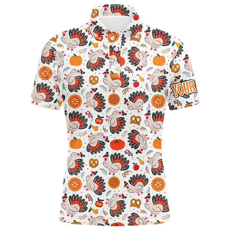 Turkey Thanksgiving pattern Mens golf polo shirts custom Thanksgiving gift best mens golf wear NQS6839