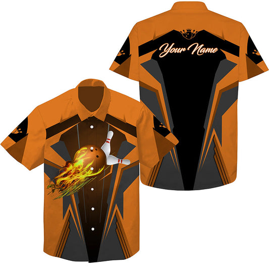 Custom Hawaiian bowling shirt for men – personalized team jersey front view