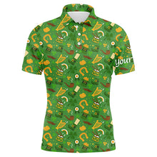 Load image into Gallery viewer, Mens golf polo shirts Saint Patrick&#39;s day green pattern golf shirts custom team golf polo for men NQS4724