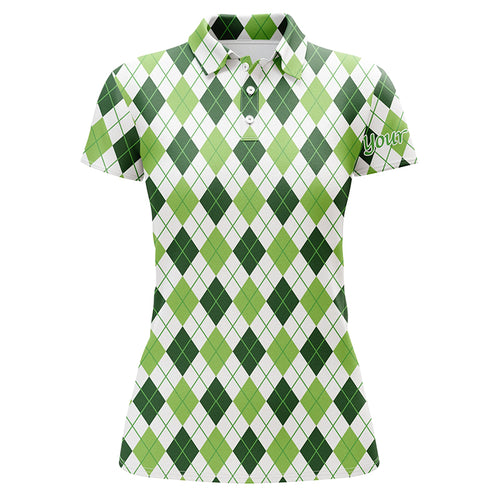Womens golf polos shirts green argyle St Patrick's Day pattern golf shirts custom team golf polo NQS4726