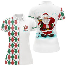 Load image into Gallery viewer, Funny Santa golfer Womens golf polo shirt custom Christmas golf ball pattern, Christmas golf gifts NQS6840