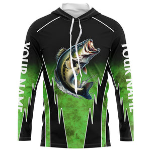 Largemouth Bass fishing green camo Custom performance long sleeve Bass fishing jerseys NQS7282