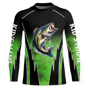 Largemouth Bass fishing green camo Custom performance long sleeve Bass fishing jerseys NQS7282