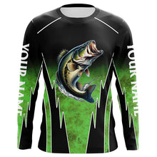 Load image into Gallery viewer, Largemouth Bass fishing green camo Custom performance long sleeve Bass fishing jerseys NQS7282