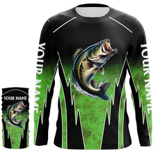 Load image into Gallery viewer, Largemouth Bass fishing green camo Custom performance long sleeve Bass fishing jerseys NQS7282