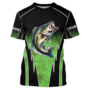 Largemouth Bass fishing green camo Custom performance long sleeve Bass fishing jerseys NQS7282