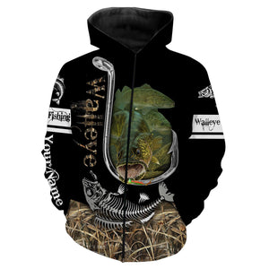 Walleye Hook On Fishing Customize Name Camo 3D All Over Printed Shirts Personalized Gift For Men, Women And Kid NQS457