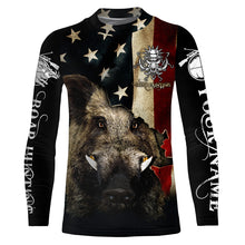 Load image into Gallery viewer, Boar hunting camo American flag patriotic Customize Name 3D All Over Printed Shirts NQS1436