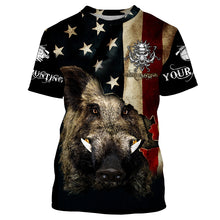 Load image into Gallery viewer, Boar hunting camo American flag patriotic Customize Name 3D All Over Printed Shirts NQS1436