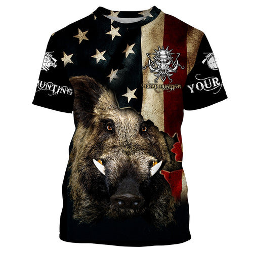 Boar hunting camo American flag patriotic Customize Name 3D All Over Printed Shirts NQS1436