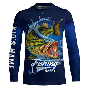Fishing Makes Me Happy Bass Fishing 3D All Over printed Customized Name Shirts For Adult And Kid NQS287