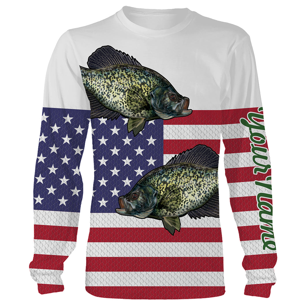 Crappie Fishing American Flag Patriotic 4th of July fishing Customize name All over print shirts NQS461