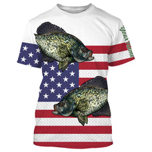 Load image into Gallery viewer, Crappie Fishing American Flag Patriotic 4th of July fishing Customize name All over print shirts NQS461