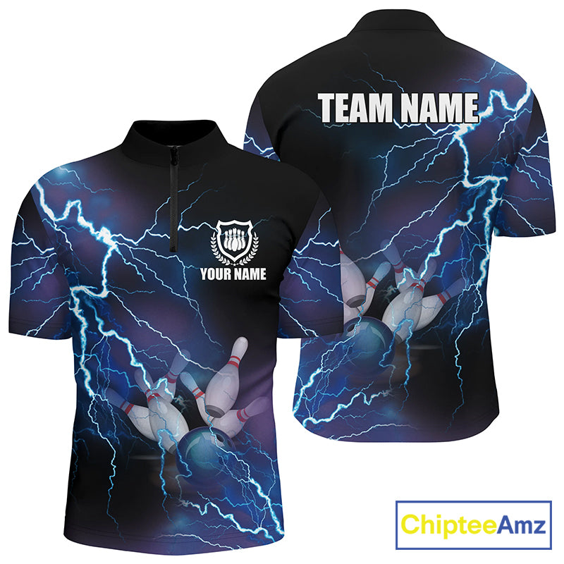 Custom bowling shirt for men – personalized team jersey front view