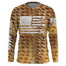 Load image into Gallery viewer, Redfish puppy drum Fishing American flag patriotic Customize Name long sleeves fishing shirts UPF 30+ NQS2220