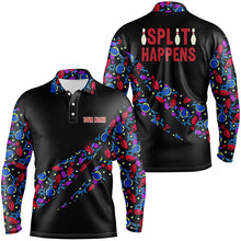 Load image into Gallery viewer, Split Happens Personalized Bowling camo Shirt for Men, team League Bowling Jersey Men Polo Shirt NQS6869