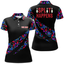 Load image into Gallery viewer, Split Happens Personalized Bowling camo Shirt for Women, team League Bowling Jersey Lady Polo Shirt NQS6869