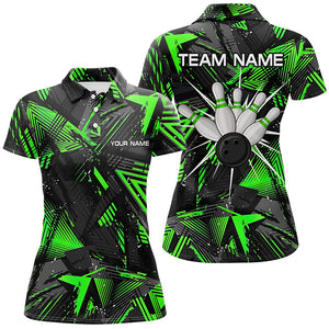 Black green camo Bowling Polo Shirt for women, Personalized Bowling Team Shirts Jerseys NQS6871