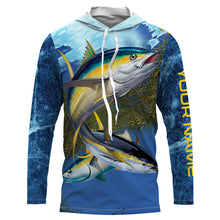 Load image into Gallery viewer, Tuna fishing blue deep sea Custom UPF fishing Shirts jersey, custom fishing shirts with hood NQS3216
