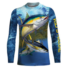 Load image into Gallery viewer, Tuna fishing blue deep sea Custom UPF fishing Shirts jersey, custom fishing shirts with hood NQS3216