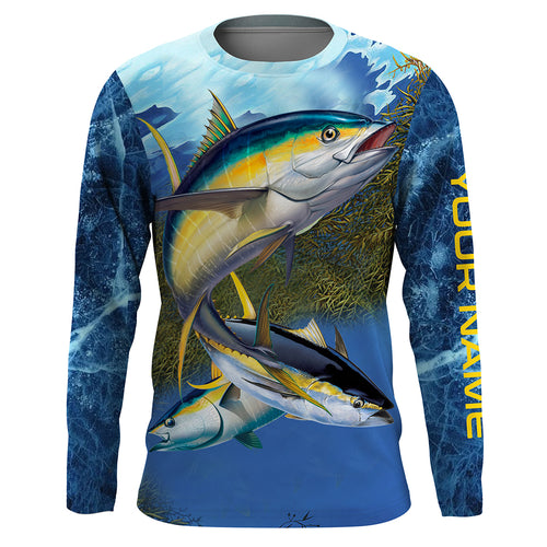 Tuna fishing blue deep sea Custom UPF fishing Shirts jersey, custom fishing shirts with hood NQS3216