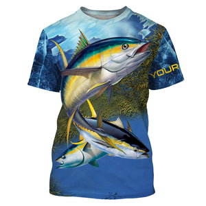 Tuna fishing blue deep sea Custom UPF fishing Shirts jersey, custom fishing shirts with hood NQS3216