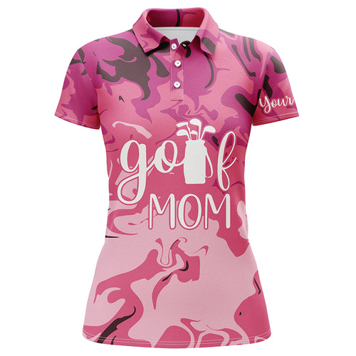 Womens golf polo shirt custom name pink mama golf tee, mother's day gifts for mom, golfer mom shirt NQS5262