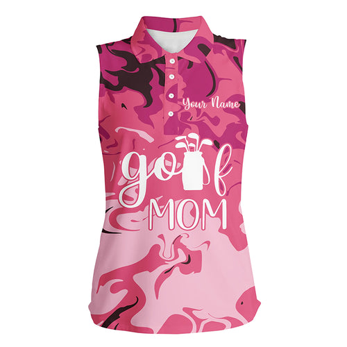 Women sleeveless polo shirt custom name pink golf tee, mother's day gifts for mom, golfer mom shirt NQS5262