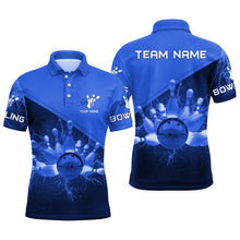 Load image into Gallery viewer, Mens polo bowling shirts Custom blue lightning thunder Bowling Team Jersey, gift for team Bowlers NQS6620