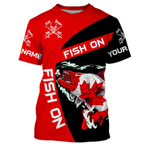 Walleye fishing Canadian flag Custom sun protection Long sleeve Fishing Shirts, walleye Fishing Gifts NQS4565