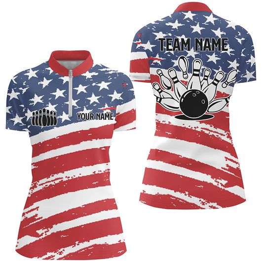 Custom bowling shirt for women – personalized team jersey front view