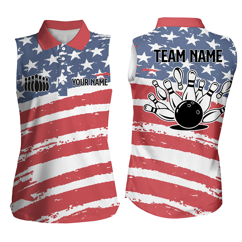 Custom sleeveless bowling shirt for women – personalized team jersey front view