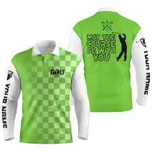 Load image into Gallery viewer, Mens golf polos shirts custom may the course be with you funny golf shirts for men | Green NQS5278