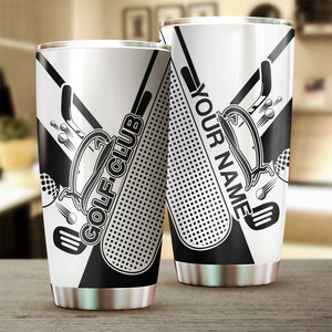 Golf club black & white tumbler Custom name Stainless Steel Tumbler Cup - personalized golf gifts NQS3478